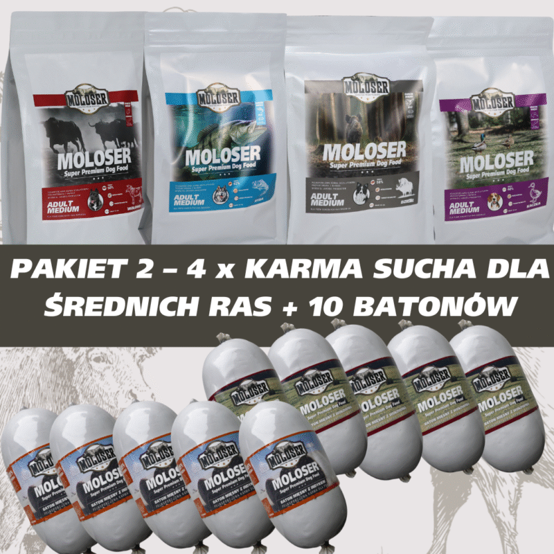Pakiet 2 4 worki karmy plus 10 batonów